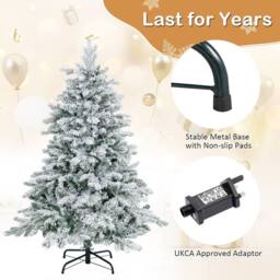 Gymax 4.5 FT Pre-Lit Flocked Christmas Tree With 757 Branch Tips 120 Lights in Green - thumbnail 9