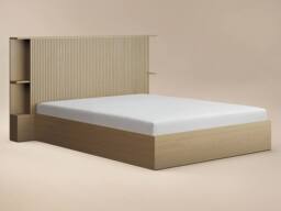 Solace+Co Zora Ottoman Bed with Headboard Shelves Oak in Brown - Size: Double - thumbnail 5
