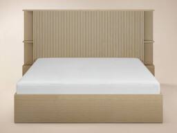 Solace+Co Zora Ottoman Bed with Headboard Shelves Oak in Brown - Size: Double - thumbnail 6