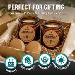 volila 2 Pack Long Lasting Citronella Candles in Brown Glass Jar in Amber - thumbnail 6