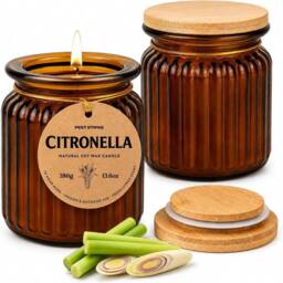 volila 2 Pack Long Lasting Citronella Candles in Brown Glass Jar in Amber