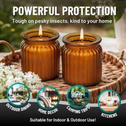 volila 2 Pack Long Lasting Citronella Candles in Brown Glass Jar in Amber - thumbnail 5