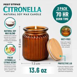 volila 2 Pack Long Lasting Citronella Candles in Brown Glass Jar in Amber - thumbnail 2