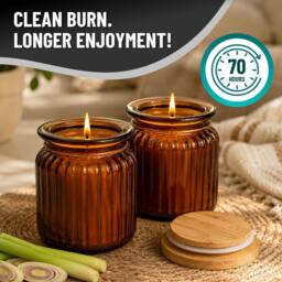 volila 2 Pack Long Lasting Citronella Candles in Brown Glass Jar in Amber - thumbnail 4