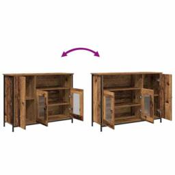 Berkfield Home Sideboard Old Wood 100x35x75 cm Engineered Wood in Brown - Size: 100 x 35 x 75 cm - thumbnail 9