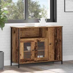 Berkfield Home Sideboard Old Wood 100x35x75 cm Engineered Wood in Brown - Size: 100 x 35 x 75 cm - thumbnail 4