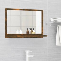 Berkfield Home Bathroom Mirror Smoked Oak 60x10.5x37 cm Engineered Wood in Brown - thumbnail 1