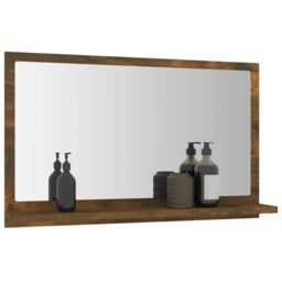 Berkfield Home Bathroom Mirror Smoked Oak 60x10.5x37 cm Engineered Wood in Brown - thumbnail 6