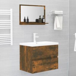 Berkfield Home Bathroom Mirror Smoked Oak 60x10.5x37 cm Engineered Wood in Brown - thumbnail 5