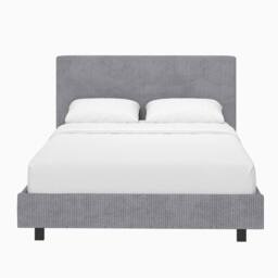 FWStyle Small Double Queen Grey Ribbed Linen Upholstered Fabric Bed Frame - thumbnail 4