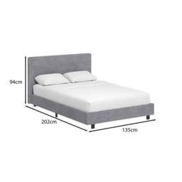 FWStyle Small Double Queen Grey Ribbed Linen Upholstered Fabric Bed Frame - thumbnail 5