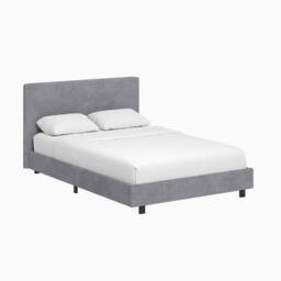 FWStyle Small Double Queen Grey Ribbed Linen Upholstered Fabric Bed Frame - thumbnail 2