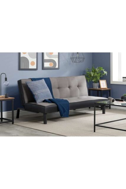 Birlea Velvet Sofa Bed Aurora 3 Seater Settee Modern Fabric in Grey - image 1