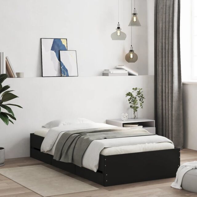 Berkfield Home Bed Frame with Drawers without Mattress Black 90x200 cm - image 1