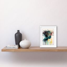 "Artery8 Wall Art Print Music on my Mind Singing in my Head Modern Portrait Watercolour Artwork Framed 9X7 Inch in White - Size: W7"" x H9""" - thumbnail 2