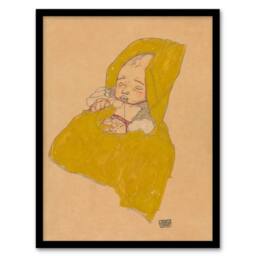 Artery8 Egon Schiele Framed Wall Art Print Infant Portrait in a Changing Pad in Beige - Size: A3 - thumbnail 1