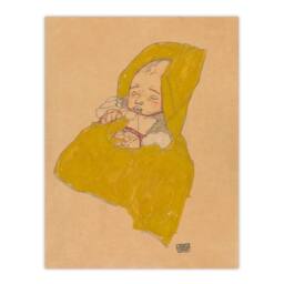 Artery8 Egon Schiele Framed Wall Art Print Infant Portrait in a Changing Pad in Beige - Size: A3 - thumbnail 3