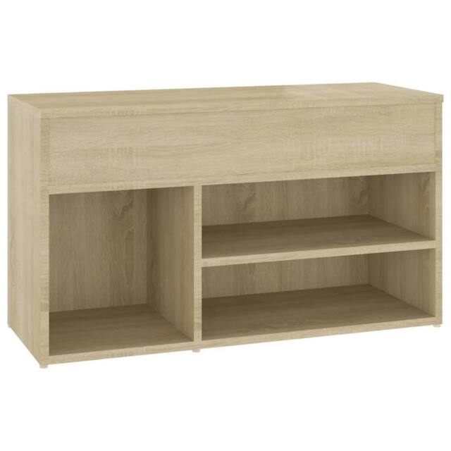 Berkfield Home Shoe Bench Sonoma Oak 80x30x45 cm Engineered Wood in Light Tan - Size: 80 x 30 x 45 cm - image 1