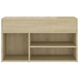 Berkfield Home Shoe Bench Sonoma Oak 80x30x45 cm Engineered Wood in Light Tan - Size: 80 x 30 x 45 cm - thumbnail 5