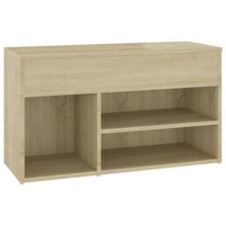 Berkfield Home Shoe Bench Sonoma Oak 80x30x45 cm Engineered Wood in Light Tan - Size: 80 x 30 x 45 cm