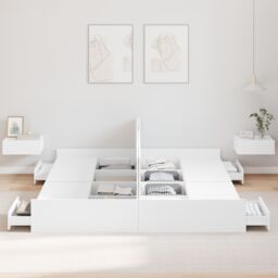 Berkfield Home Storage Bed Frame with Drawer with Headboard with Storage White 200 x 200 cm - thumbnail 4