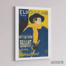"Artery8 Eldorado Aristide Bruant Canvas Wall Art Print Toulouse Lautrec in Blue - Size: W18"" x H24""" - thumbnail 2