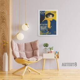 "Artery8 Eldorado Aristide Bruant Canvas Wall Art Print Toulouse Lautrec in Blue - Size: W18"" x H24""" - thumbnail 3