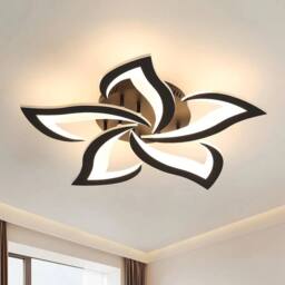 EONLION LED Ceiling Light Warm White Flower Chandelier Living Room in Black