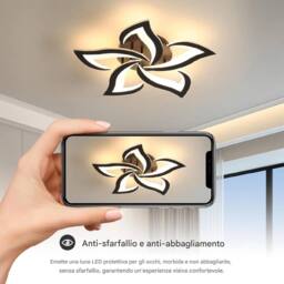 EONLION LED Ceiling Light Warm White Flower Chandelier Living Room in Black - thumbnail 3