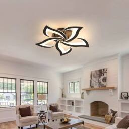 EONLION LED Ceiling Light Warm White Flower Chandelier Living Room in Black - thumbnail 4