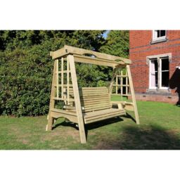 Churnet Valley Garden Furniture Ltd Cottage 3 Swing Seat - Min. Assembly Required - Set of Cushions Inc in Brown - thumbnail 2