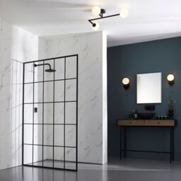 Loops Matt Black Semi Fush Bathroom Ceiling Light & Opal Glass Shade - 3 Bulb Fitting - thumbnail 4