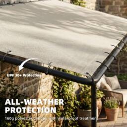 OUTSUNNY 3 x 2 m Lean to Garden Pergola, Metal Frame Gazebo Pergola, Cream - Size: 3m x 2m - thumbnail 5
