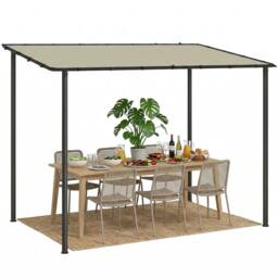 OUTSUNNY 3 x 2 m Lean to Garden Pergola, Metal Frame Gazebo Pergola, Cream - Size: 3m x 2m - thumbnail 2