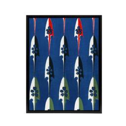 "Artery8 Vintage Japanese Arrowheads Pattern Framed Canvas Wall Art Print Korin in Blue - Size: W12"" x H16""" - thumbnail 1