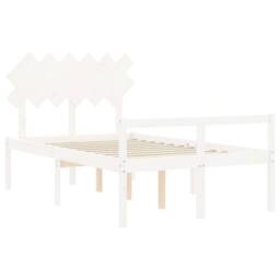 Berkfield Home Beautiful Bed Frame with Headboard White Double Solid Wood - thumbnail 5