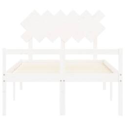 Berkfield Home Beautiful Bed Frame with Headboard White Double Solid Wood - thumbnail 6