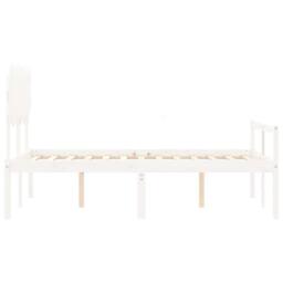 Berkfield Home Beautiful Bed Frame with Headboard White Double Solid Wood - thumbnail 7
