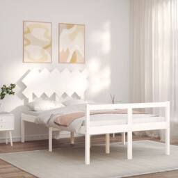 Berkfield Home Beautiful Bed Frame with Headboard White Double Solid Wood