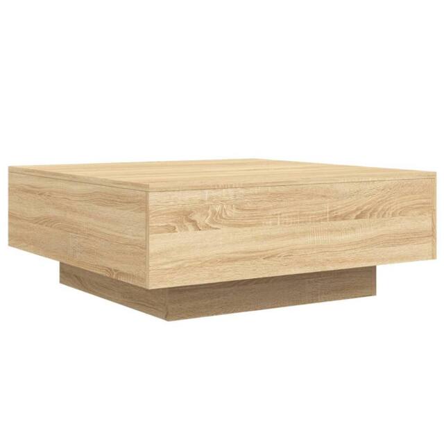 Berkfield Home Modern Coffee Table with LED Lights Sonoma Oak 80x80x31 cm in Light Oak - Size: 80 x 80 x 31 cm - image 1