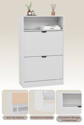 Home Discount Vida Designs 2 Drawer Shoe Cabinet with Shelf Space-saving Storage in White - thumbnail 5