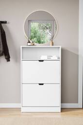 Home Discount Vida Designs 2 Drawer Shoe Cabinet with Shelf Space-saving Storage in White - thumbnail 8
