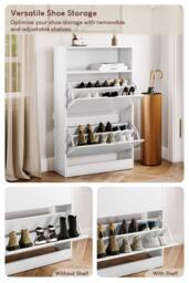 Home Discount Vida Designs 2 Drawer Shoe Cabinet with Shelf Space-saving Storage in White - thumbnail 3