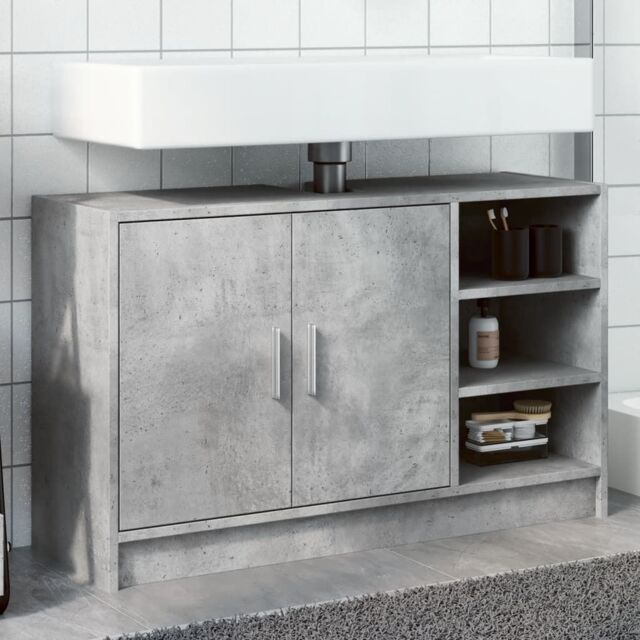 Berkfield Home Sink Cabinet Concrete Grey 90x29x55 cm Engineered Wood - Size: 90 x 29 x 55 cm - image 1