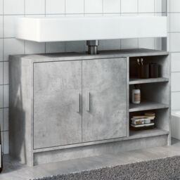 Berkfield Home Sink Cabinet Concrete Grey 90x29x55 cm Engineered Wood - Size: 90 x 29 x 55 cm - thumbnail 1