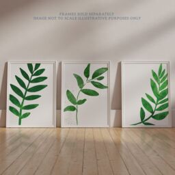 Artery8 Wall Art Print Pack of 3 A4 Simple Elegant Plant Leaf Foliage Bright Green Watercolour Living Room s Set - thumbnail 6
