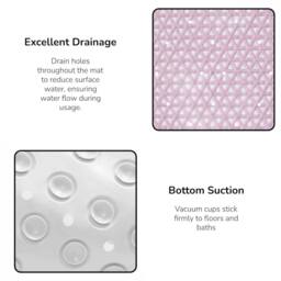Showerdrape Medina Anti Slip PVC Bath Mat 69cm x 36cm - 2 Set in Pink - Size: 69 cm x 36 cm - thumbnail 2