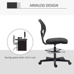 NESTLUNE Draughtsman Chair Office Chair w/ Adjustable Footrest Ring, Black - Size: 100 cm x 15 cm - thumbnail 4