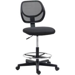 NESTLUNE Draughtsman Chair Office Chair w/ Adjustable Footrest Ring, Black - Size: 100 cm x 15 cm