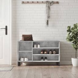 Berkfield Home Shoe Cabinet Concrete Grey 102x36x60 cm Engineered Wood - Size: 102 x 36 x 60 cm - thumbnail 2